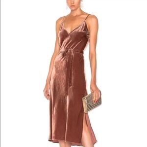 Frame Velvet Spaghetti Strap Midi Slip Dress